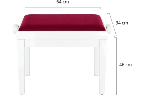Classic Cantabile Banquette De Piano Modèle A Blanc Laqué Velours Rouge image 2