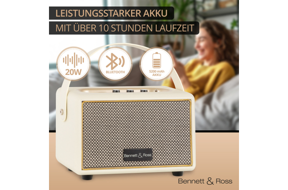Bennett & Ross BB-820CW Blackmore Junior Enceinte Bluetooth Rechargeable Crème Blanche image 2