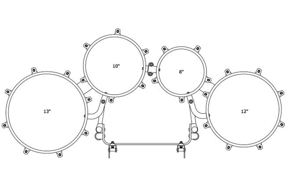 Tama R8023TK-SGW Starlight Marching Quad Tenor Drums Sugar White image 2