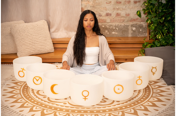 Meinl Sonic Energy PCSBSETCHA Planetary Tuned Crystal Singing Bowl Chakra Set 7-teilig image 2
