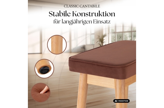 Classic Cantabile Banc De Piano Design Velours Chêne image 2