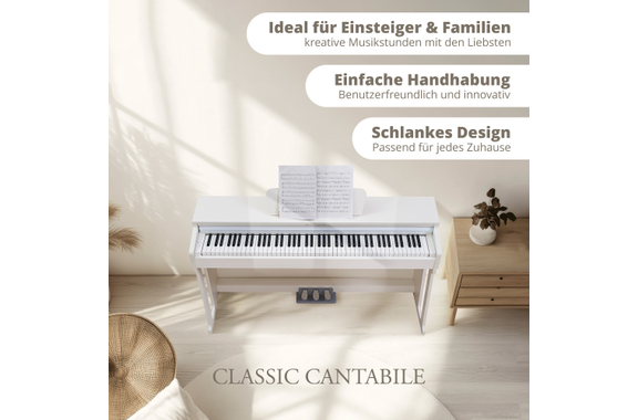 Classic Cantabile DP-220 WM E-Piano Bianco Opaco image 2
