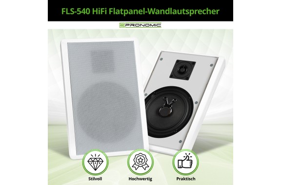 Pronomic FLS-540 WH Paar Flatpanel Wandlautsprecher Box weiß image 2