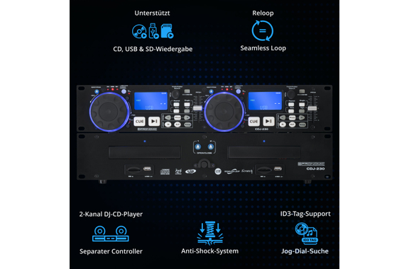 Pronomic CDJ-230 Doppio lettore DJ CD con USB e SD image 2