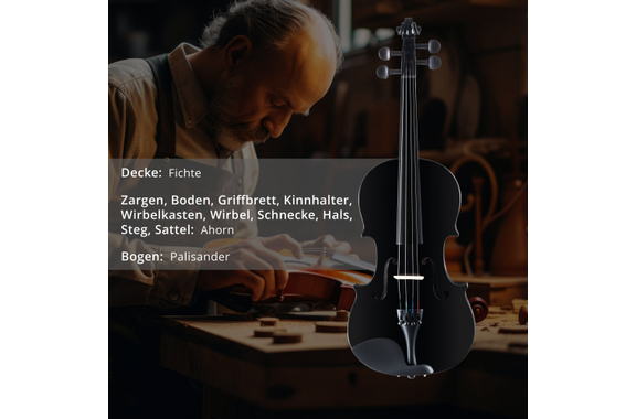 Classic Cantabile VP-100BK 4/4 Violinenset Schwarz image 2