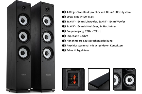 Bennett & Ross Ultrasphere HiFi Standlautsprecher Paar schwarz 2 x 100W RMS  - Retoure (Zustand: gut) image 2
