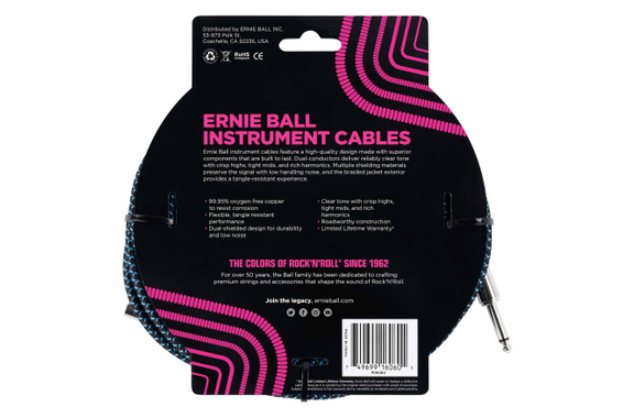 Ernie Ball 6060 Instrumentenkabel 7,62 m Schwarz/Blau image 2