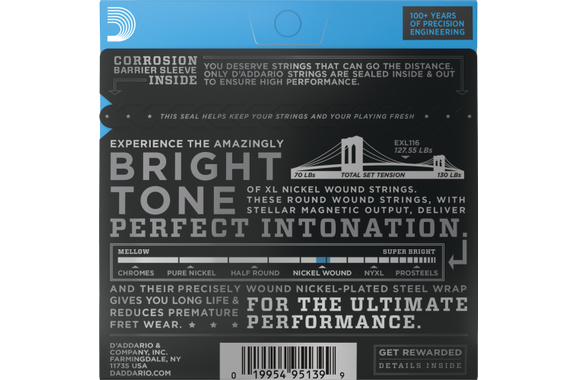 D'Addario EXL116 Medium Top/Heavy Bottom 3x Set image 2