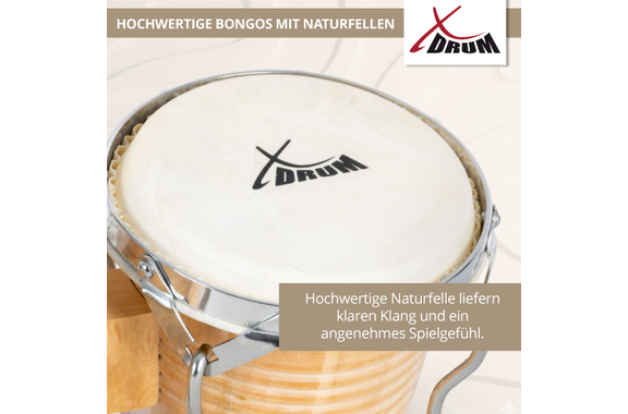 Set XDrum Bongos Pro Natur incl. Bolsa para Bongos image 2
