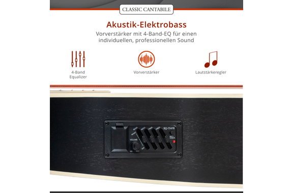 Classic Cantabile ABJ4-50CE-BK Jumbo Basse Acoustique Noir image 2