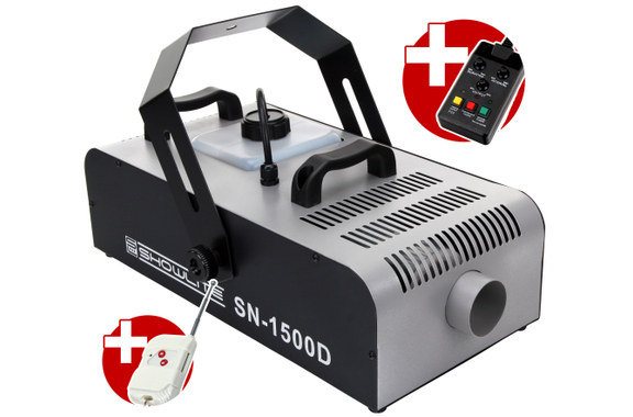 Showlite SN-1500D DMX Máquina de Humo 1500W incl. Mando a Distancia con Temporizador Set con 5l Fluido image 2
