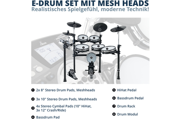 XDrum DD-530 Mesh Heads E-Drum Maxi Live Kit con Monitor de Batería y Banqueta image 2