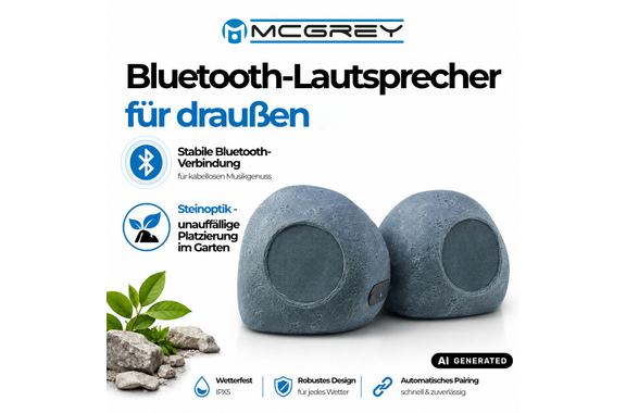 McGrey SSB-420 GY/RD BT Enceintes Aspect Pierre (Paire) image 2