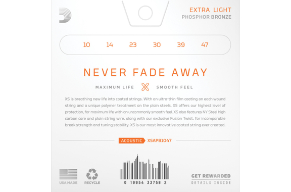 D'Addario XS Phosphor Bronze 10-47 Extra Light image 2