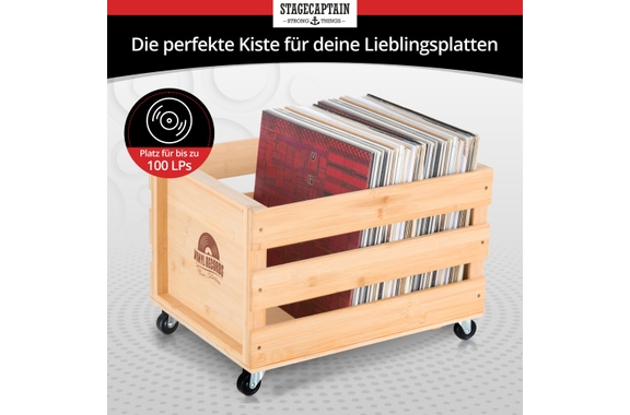 Stagecaptain SPKB-100 NT Schallplattenkiste "Emil" aus Bambus Natur image 2
