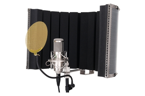 Pronomic CM-100S Grootmembraanmicrofoon Compleet Set incl. Statief, Popscherm goud, Micscreen & Kabel image 2