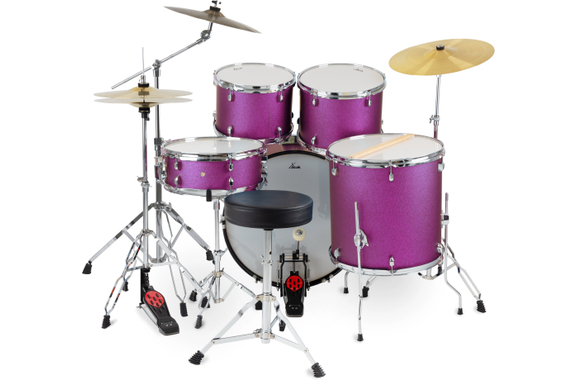 XDrum Semi 22" Standard Drum Set Satin Purple Sparkle Set incl. Boom Stand + Crash Cymbal image 2