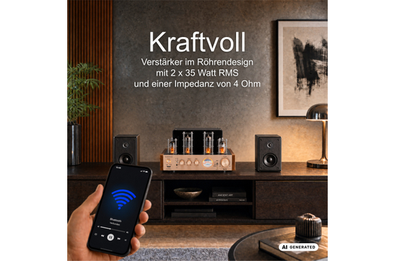 Bennett & Ross TA-70 HiFi Stereo-Verstärker im Röhrendesign Champagner image 2