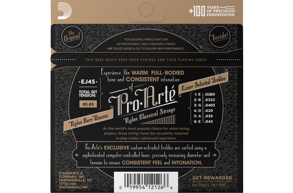 D'Addario EJ45 Pro-Arté Nylon Set 3x image 2
