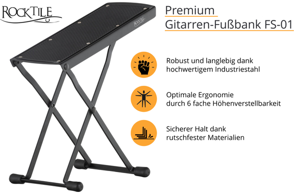 Rocktile Guitar Footrest Black image 2
