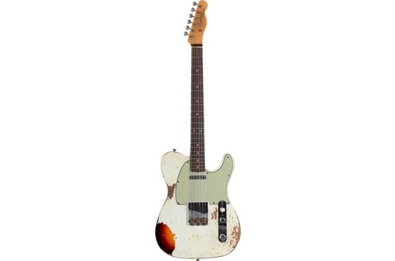 Fender Custom Shop 1960 Telecaster Custom Heavy Relic Aged Olympic White Over Chocolate 3-Tone Sunburst image 2