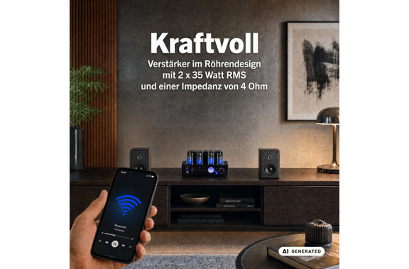 Bennett & Ross TA-70 BK HiFi Stereo-Verstärker im Röhrendesign image 2