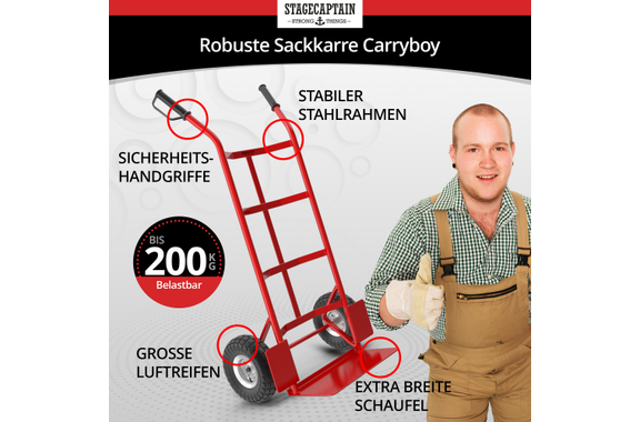 Stagecaptain Carryboy Hand Truck Red, max. 200 kg image 2