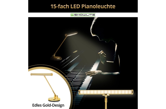 Showlite WW LED Piano Lamp Gold High Gloss image 2