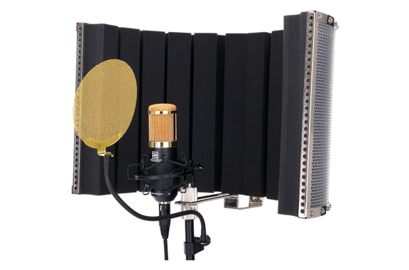 Pronomic CM-100BG Large-Diaphragm Microphone Complete Set incl. Stand, Gold Pop Filter, Micscreen & Cable image 2