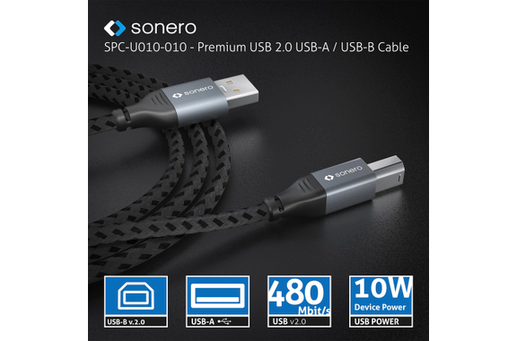 Sonero Câble USB 2.0 Type A Vers B Pour Imprimante 1,5m image 2