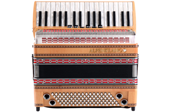 Alpenklang Pro Accordeon III 96 Toetsen-Steirische, Els met rode inzet in de sierlijst image 2