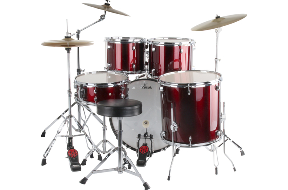 XDrum Semi 22" Standard Schlagzeug Lipstick Red Set inkl. Galgenständer + Crash Becken image 2