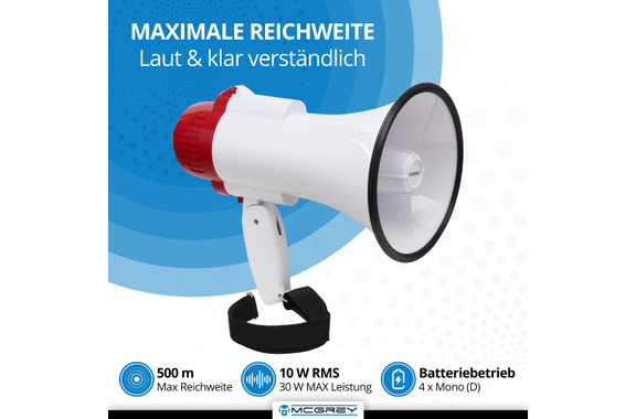 McGrey MP-100RS Mégaphone, max. 30 Watt, 500m image 2