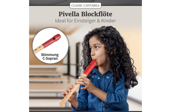 Classic Cantabile Pivella Blockflöte deutsch rot Set inkl. Flötenschule "Aller Anfang ist leicht" image 2