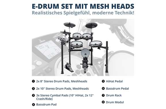 XDrum DD-530 Set de Batería Electrónica con Taburete, Auriculares y Escuela image 2