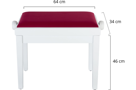 Classic Cantabile Banc De Piano Modèle A Blanc Mat Velours Rouge image 2