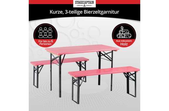 Stagecaptain Hirschgarten Conjunto De Muebles Para Biergarten Para Balcón 117 cm Rosa image 2