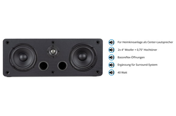McGrey CS-440 BK 2x 4" Enceintes HiFi Bibliothèque/Centre noires 40W RMS image 2