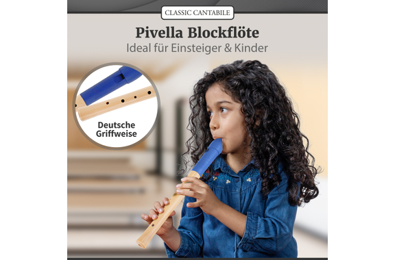 Classic Cantabile Pivella Recorder German Blue Set incl. Flute Method "Every Beginning Is Easy" image 2