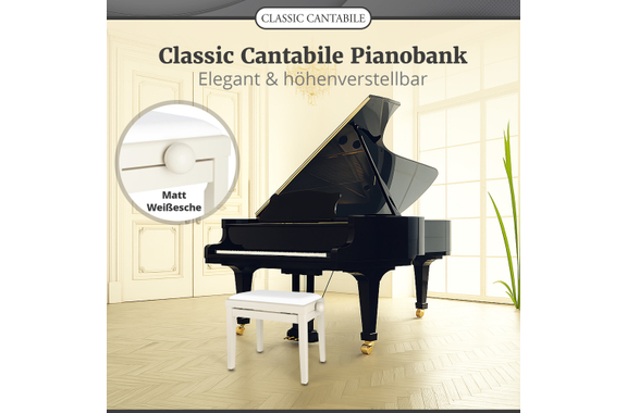 Classic Cantabile Banc De Piano Blanc Cassé Mat image 2