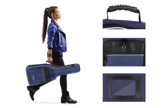 Rocktile Klassik-Gitarrentasche 1/2 - gepolstert mit Rucksackgarnitur Blau image 2