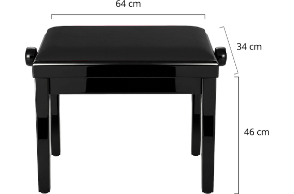 Classic Cantabile Banquette De Piano Modèle A Noir Brillant Velours Noir image 2