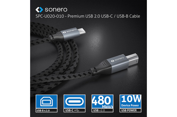 Sonero 2.0 Cavo di Collegamento USB-C a USB-B 3m image 2
