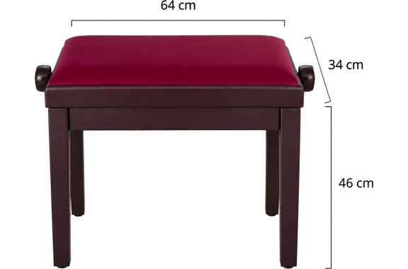 Banc De Piano Classic Cantabile Modèle A Acajou Velours Rouge image 2