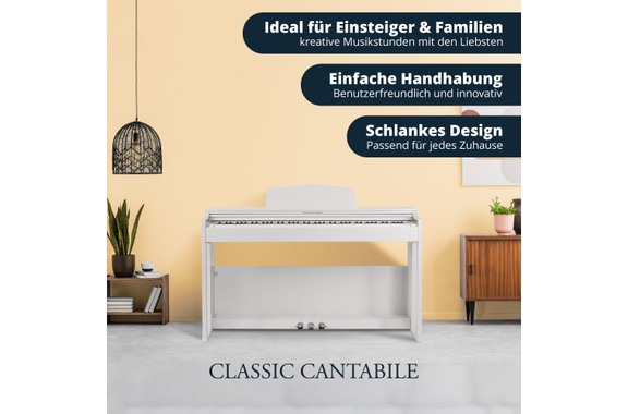 Classic Cantabile DP-230 WM E-Piano bianco opaco image 2