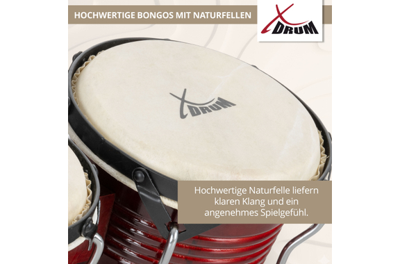 XDrum Bongos Pro Rojo Vino SET incl. Bolsa para Bongos image 2