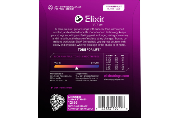 Elixir 16077 Cuerdas Acústicas de Bronce Fosforado NANOWEB Light/Medium image 2