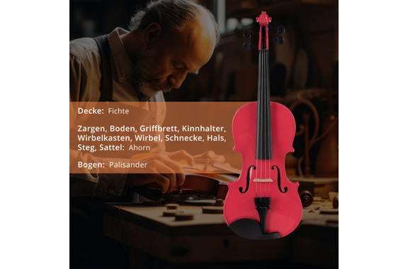 Classic Cantabile VP-100PK 1/2 Violinenset Pink image 2