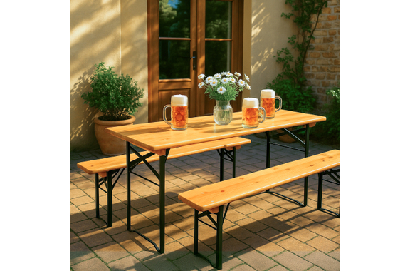 Stagecaptain BBT-117 Hirschgarten Bierzelttisch 117 cm Naturel 2x Set image 2