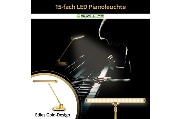 Showlite KW LED Piano Lamp Gold High Gloss image 2